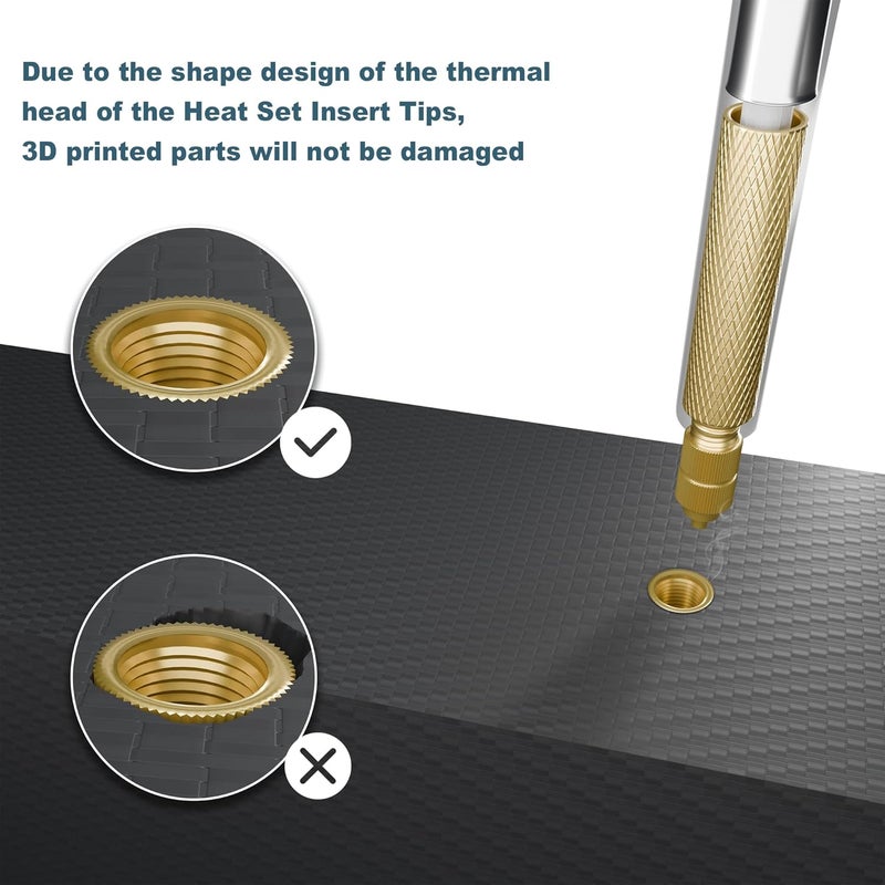 DACKZZM Heat Set Insert Tool with Slide Rail Heat Insert Press Auto-Return Soldering Iron Vertical Heat Pressing Machine M2/M2.5/M3/M4/M5/M6(1/4)/M8 Threaded Inserts Tool for 3D Printing Components - Image 3